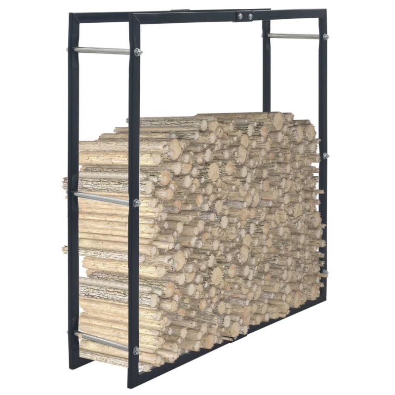 Brennholzregal Schwarz 100×25×100 cm Stahl