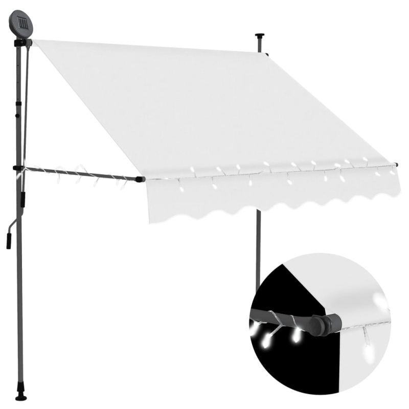 Einziehbare Markise Handbetrieben mit LED 100 cm Creme