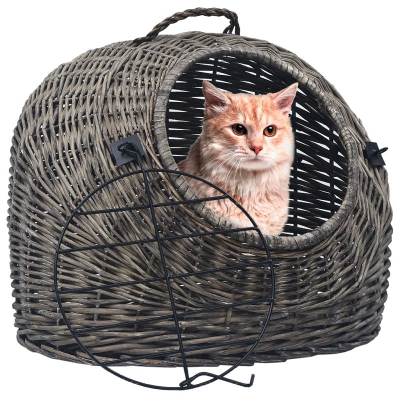 Katzen-Transportkorb Grau 45x35x35 cm Natürliche Weide