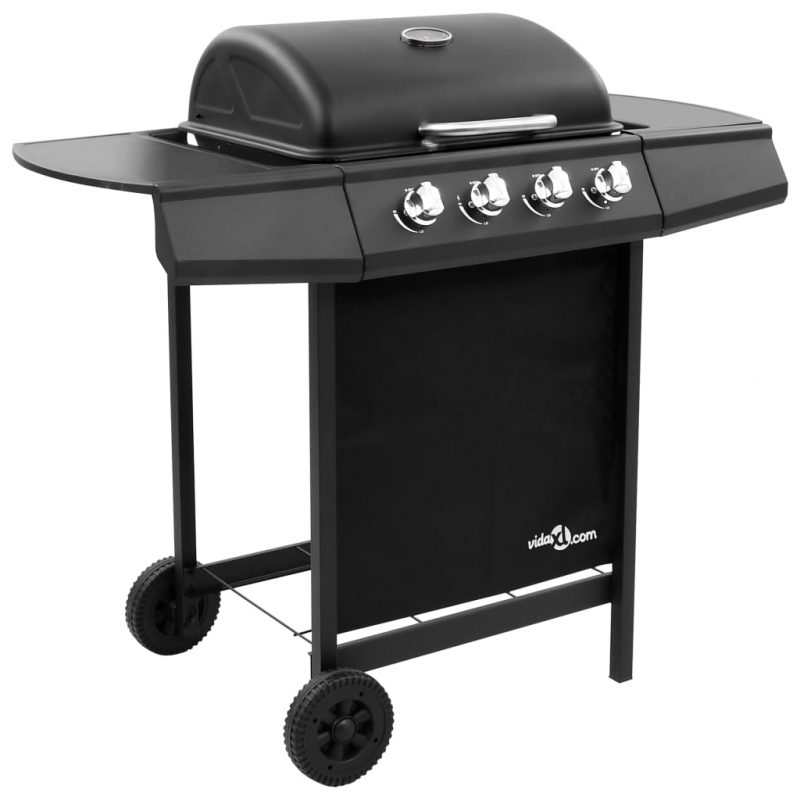 Gasgrill mit 4 Brennern Schwarz