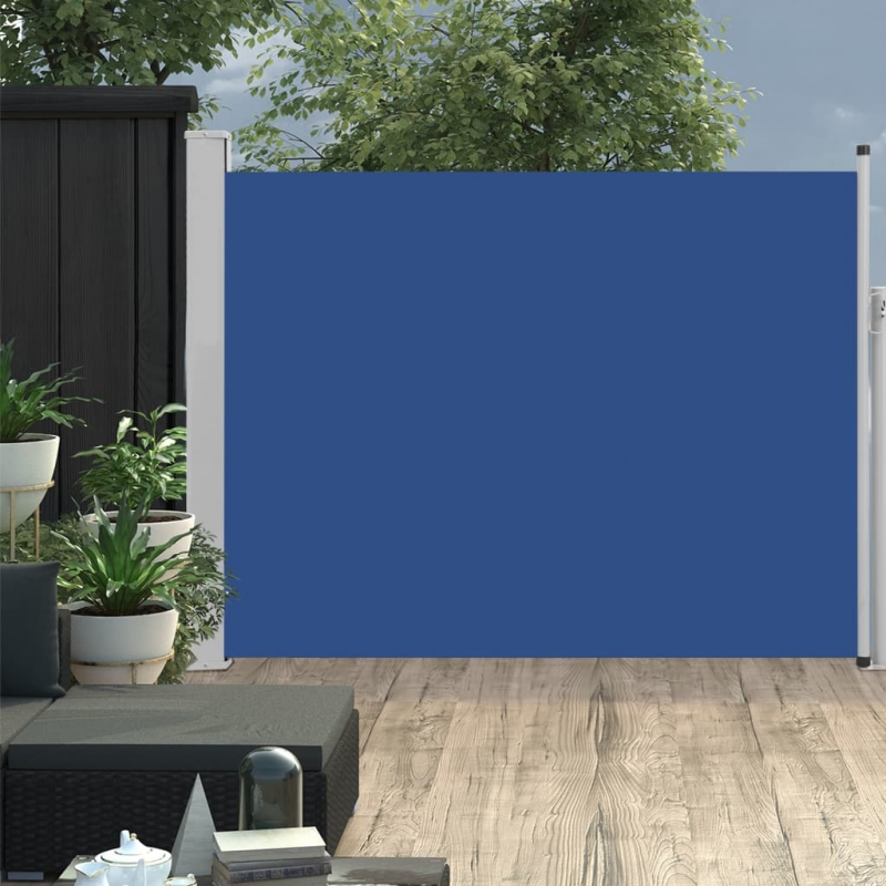 Ausziehbare Seitenmarkise 140×500 cm Blau