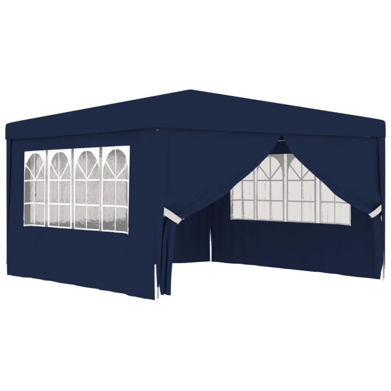 Profi-Partyzelt mit Seitenwänden 4×4 m Blau 90 g/m²