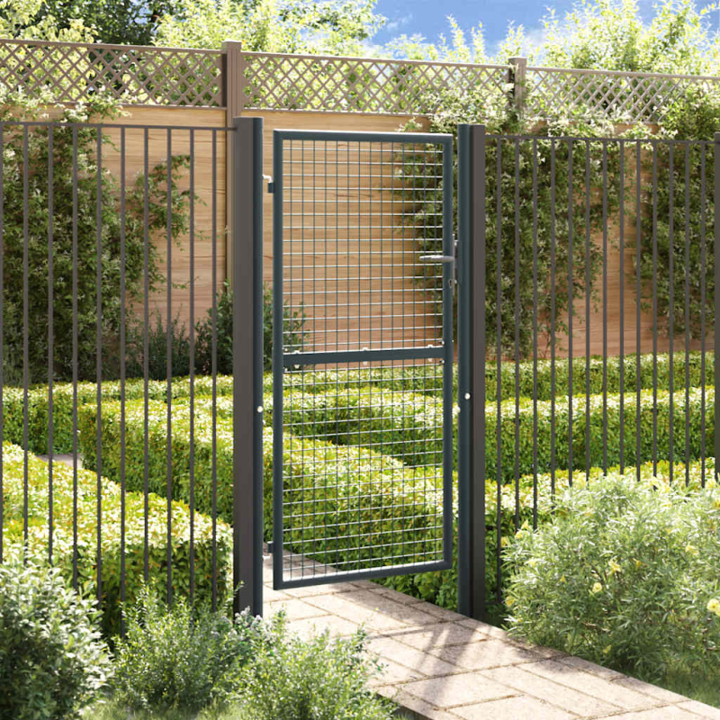 Mesh-Gartentor Verzinkter Stahl 100 x 225 cm Grau