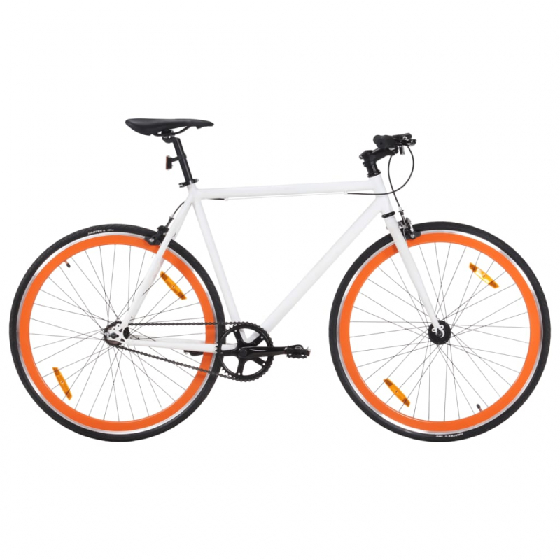 Fahrrad mit Festem Gang Weiß und Orange 700c 55 cm