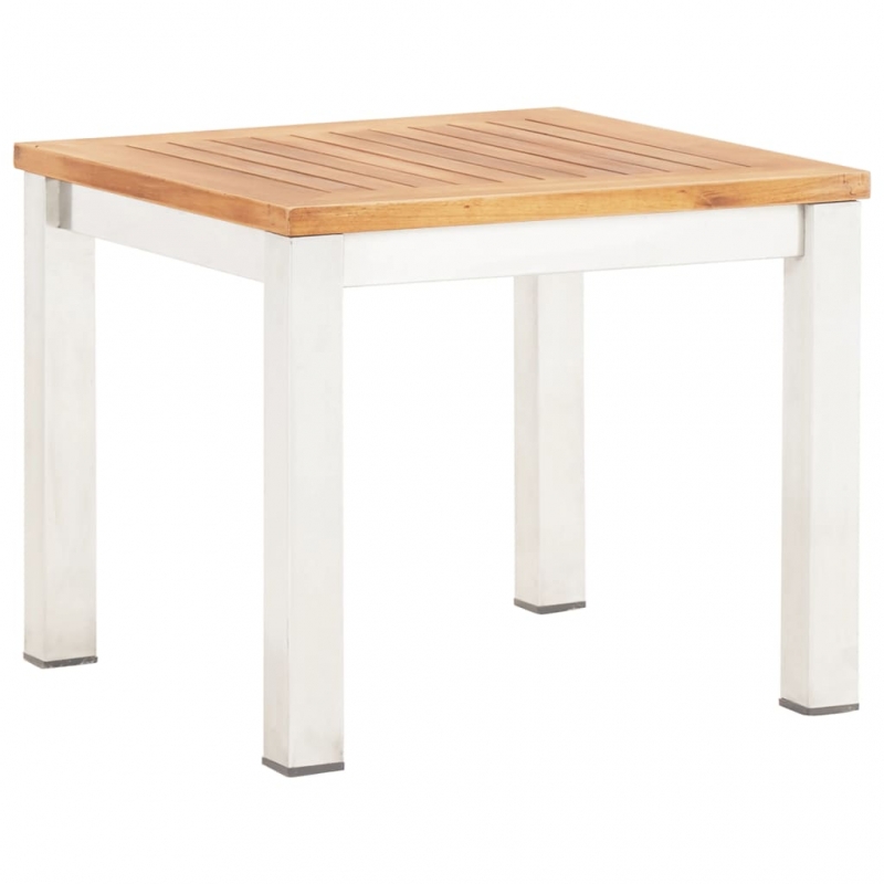 Garten-Beistelltisch 45x45x38 cm Massivholz Akazie & Edelstahl