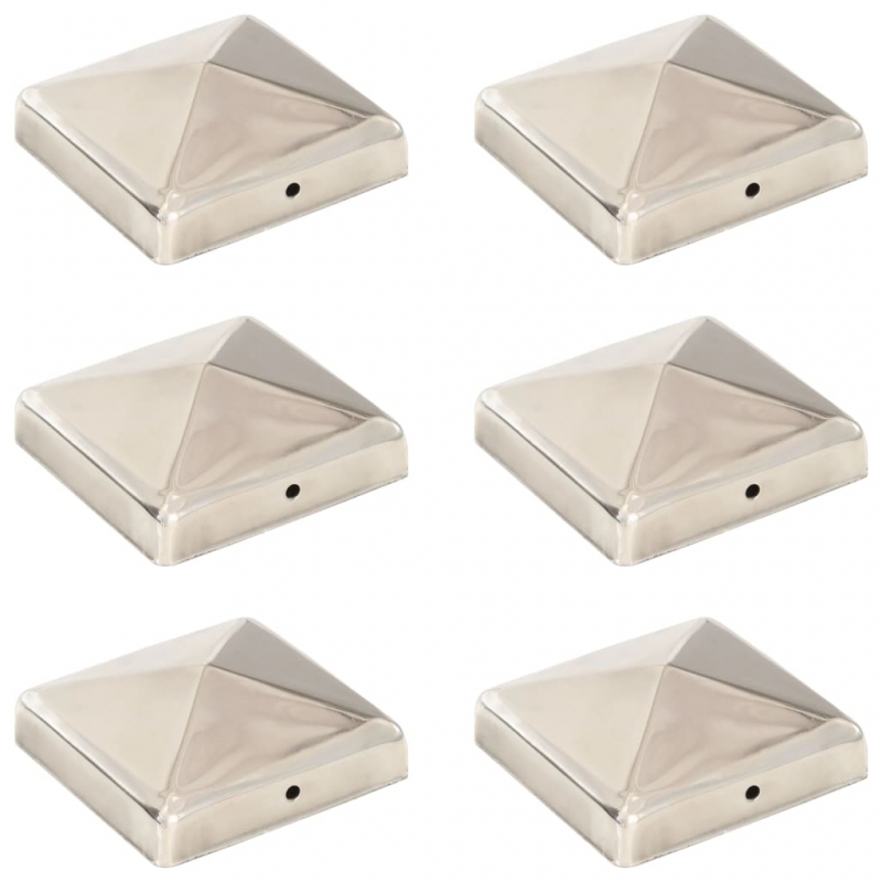Pfostenkappen 6 Stk. Pyramide Edelstahl 91 x 91 mm