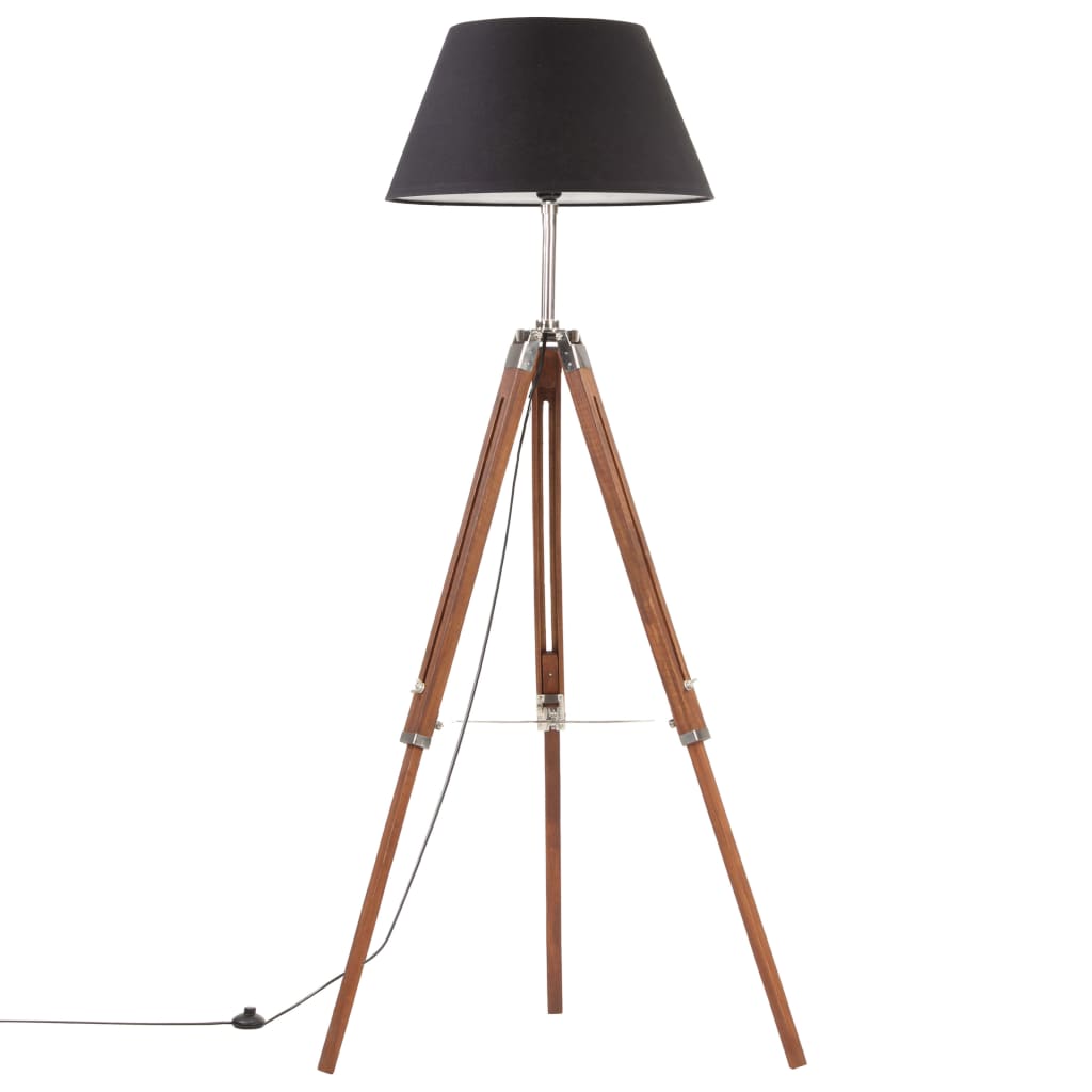 Stativlampe Honigbraun und Schwarz Teak Massivholz 141 cm