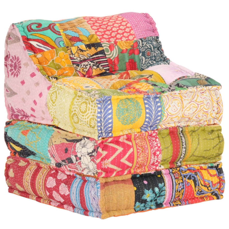 Modularer Pouf Patchwork Stoff