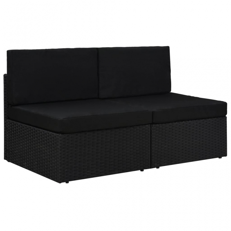 Modulares 2-Sitzer-Sofa Poly Rattan Schwarz