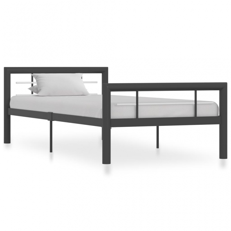 Bettgestell Grau und Weiß Metall 90×200 cm