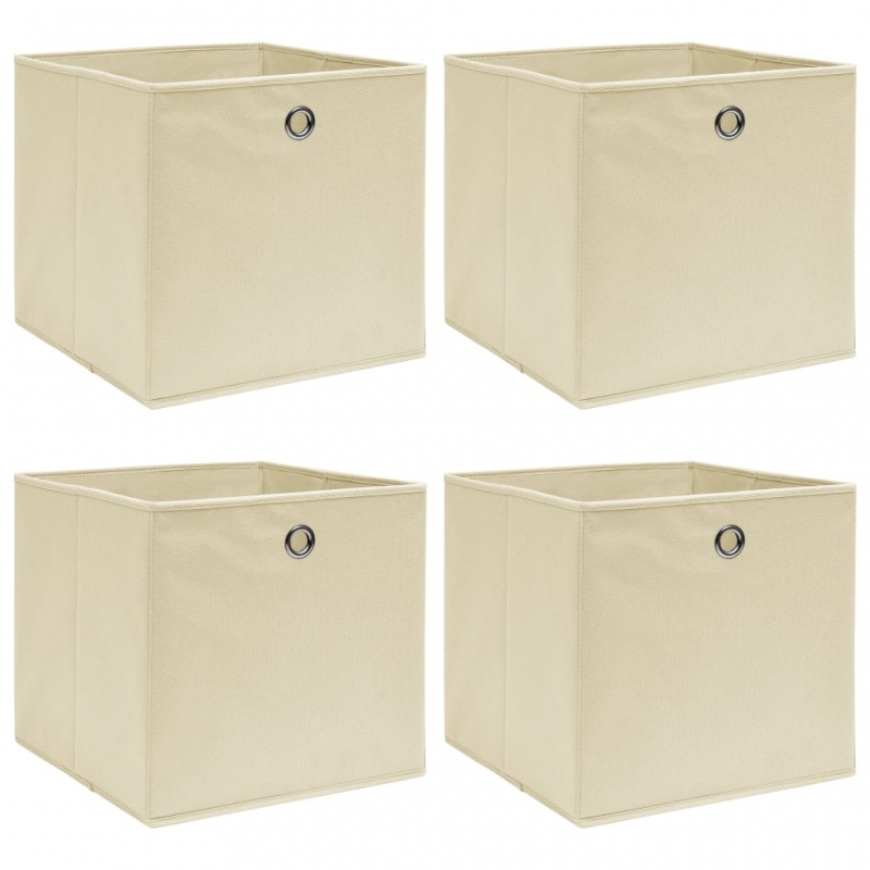 Aufbewahrungsboxen 4 Stk. Creme 32x32x32 cm Stoff