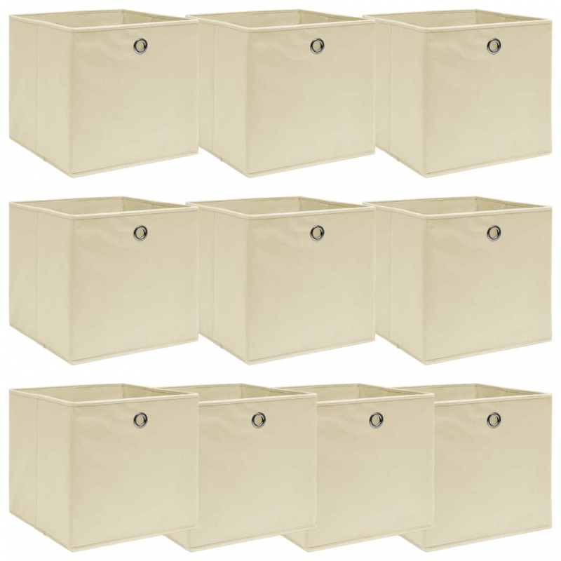 Aufbewahrungsboxen 10 Stk. Creme 32x32x32 cm Stoff