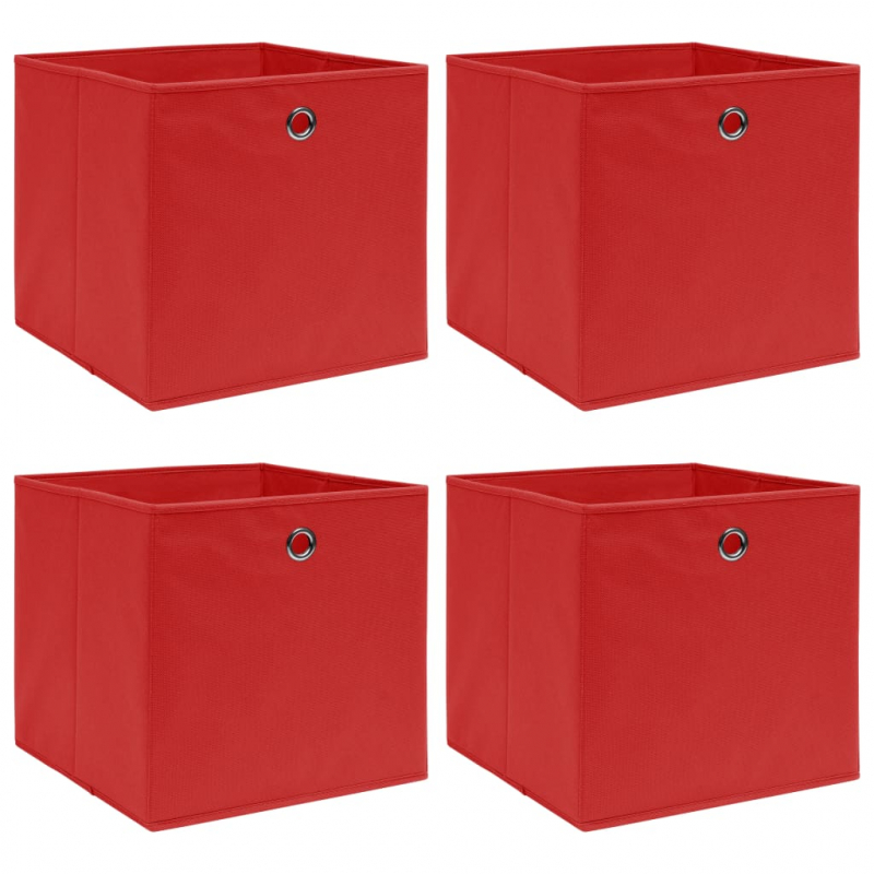 Aufbewahrungsboxen 4 Stk. Rot 32×32×32 cm Stoff