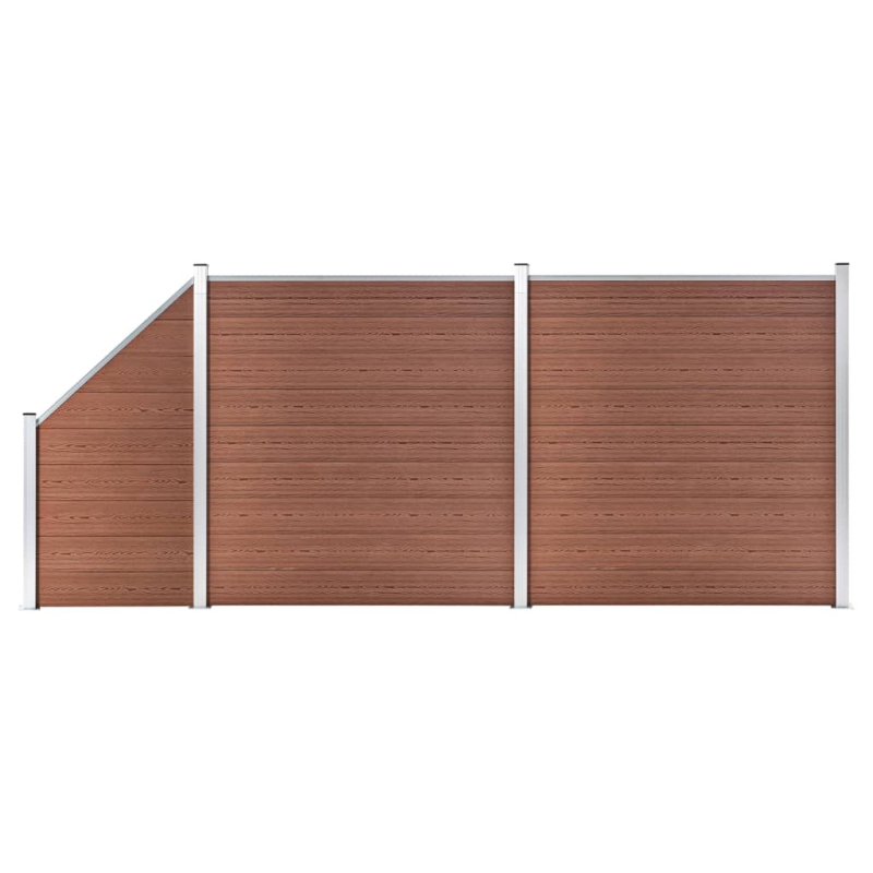 WPC Zaun-Set 2 Quadrate + 1 Schräge 446x186 cm Braun