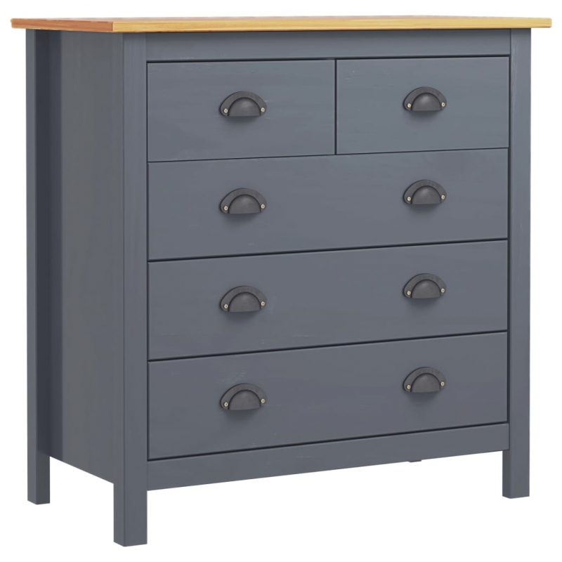 Sideboard Hill Grau 79x40x80 cm Massivholz Kiefer