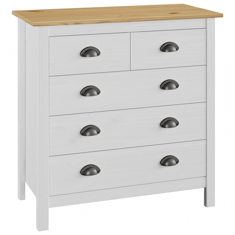 Sideboard Hill Weiß 79x40x80 cm Massivholz Kiefer