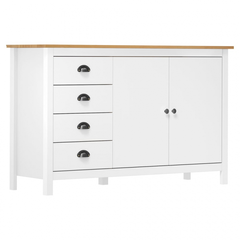 Sideboard Hill Weiß 130x40x80 cm Massivholz Kiefer