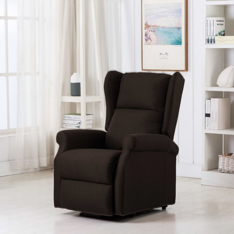 Massage-Aufstehsessel Dunkelbraun Stoff