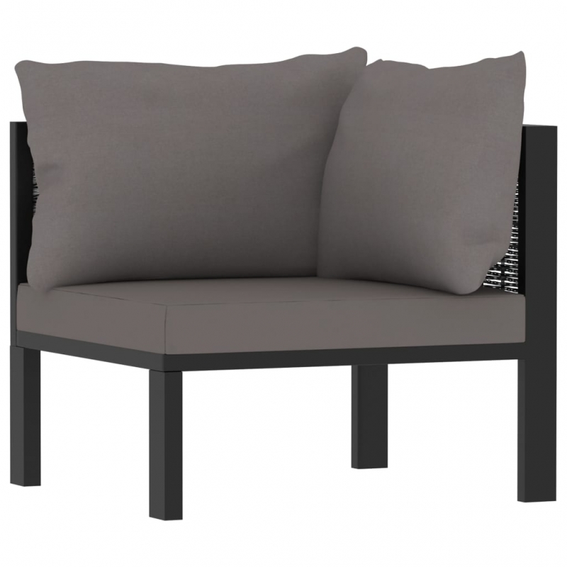 Sofa-Eckelement mit Linker Armlehne Poly Rattan Anthrazit