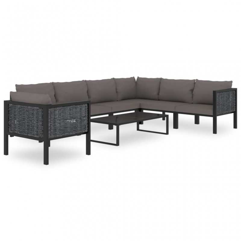 8-tlg. Garten-Lounge-Set mit Auflagen Poly Rattan Anthrazit