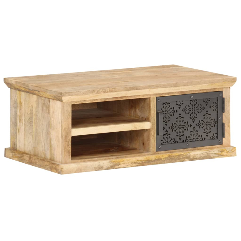 Couchtisch mit Tür 90x50x35 cm Mango Massivholz