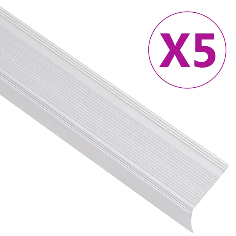 Treppenkantenprofile in L-Form 5 Stk. Aluminium 90 cm Silbern