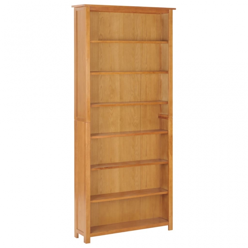 Bücherregal 7 Fächer 90x22,5x200 cm Massivholz Eiche