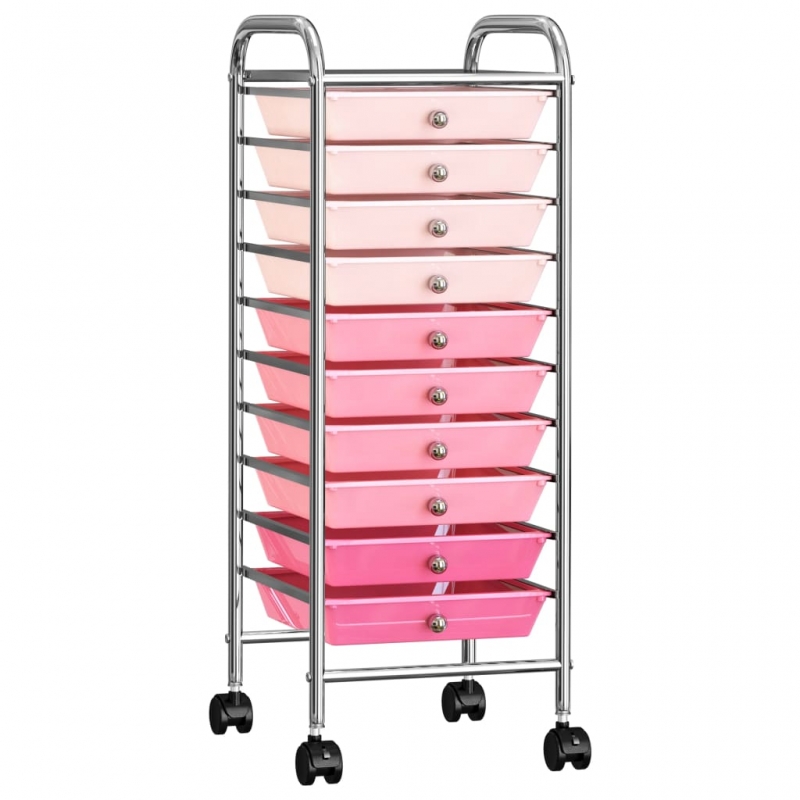 Schubladenwagen mit 10 Schubladen Ombre Rosa Kunststoff