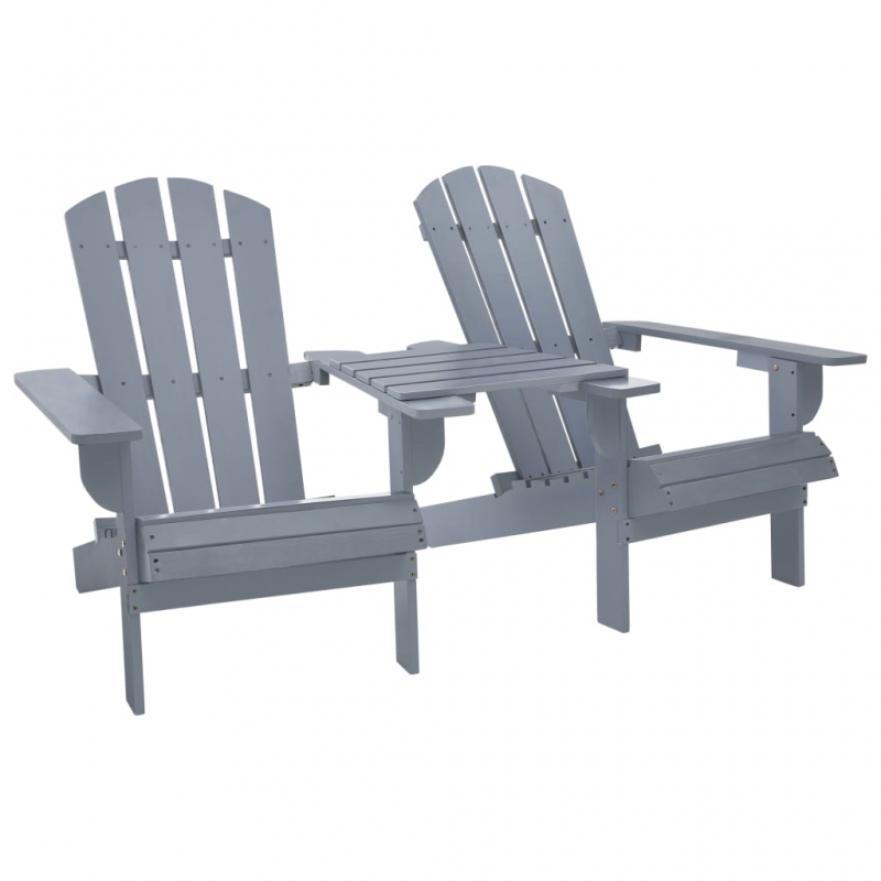 Adirondack-Gartenstühle mit Tisch Massivholz Tanne Grau