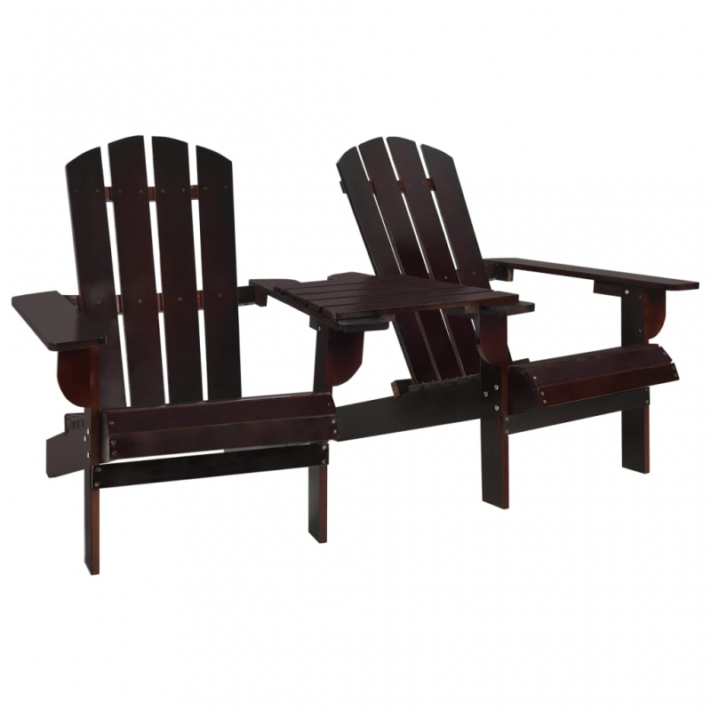Adirondack-Gartenstühle mit Tisch Massivholz Tanne Braun
