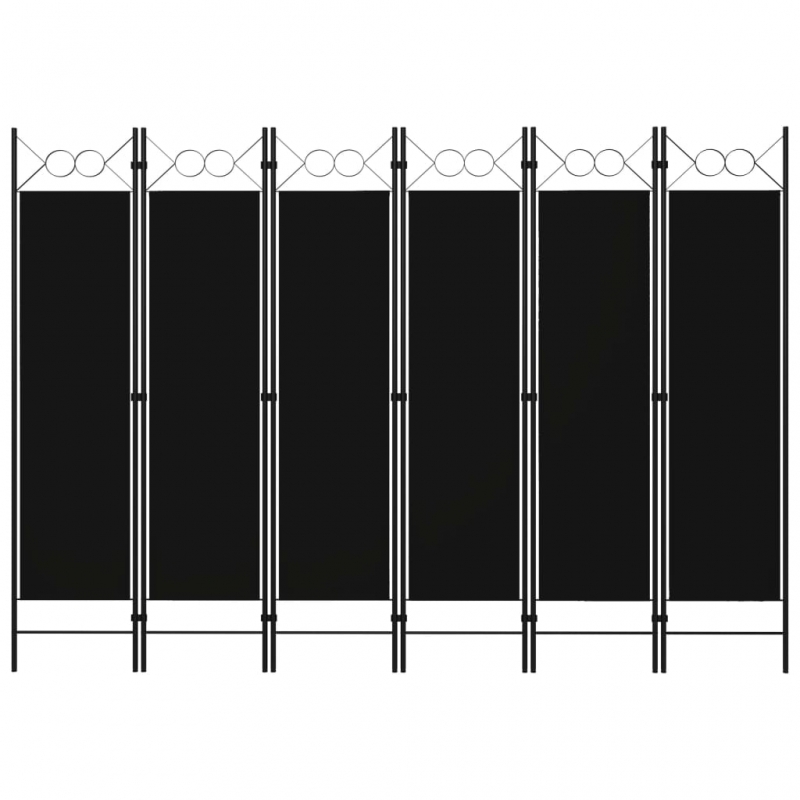 6-tlg. Raumteiler Schwarz 240 x 180 cm