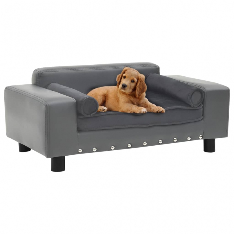 Hundesofa Grau 81x43x31 cm Plüsch und Kunstleder