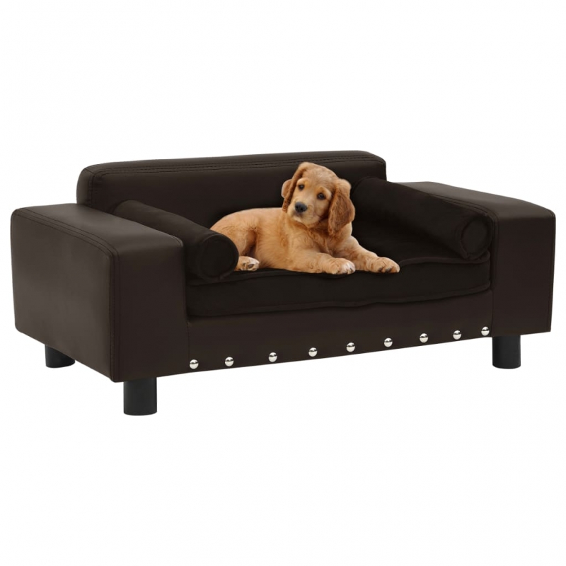 Hundesofa Braun 81x43x31 cm Plüsch und Kunstleder