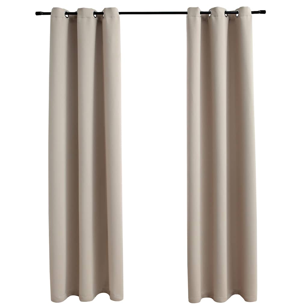 Verdunkelungsvorhänge mit Ringen 2 Stk. Beige 97x160 cm Stoff