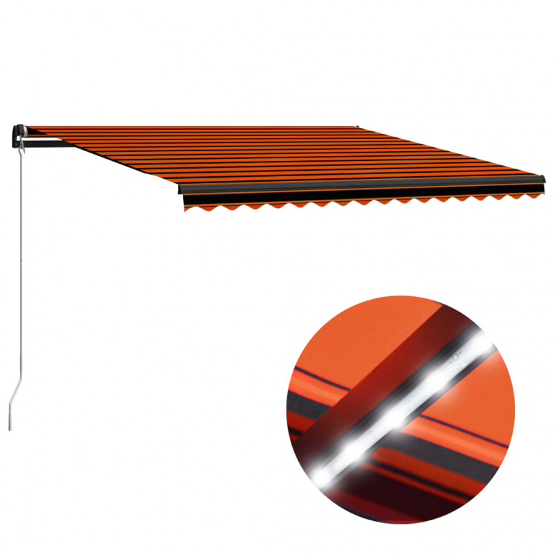 Markise Manuell Einziehbar LED 400x300 cm Orange & Braun