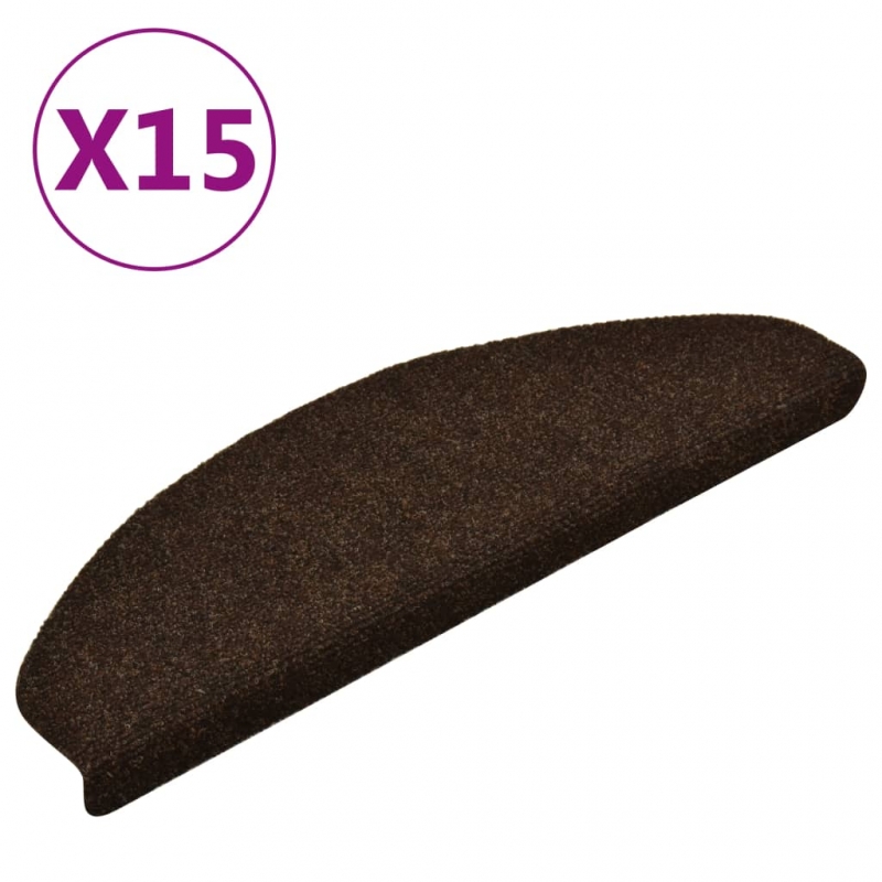 Treppenmatten Selbstklebend 15 Stk. Braun 65x21x4cm Nadelvlies