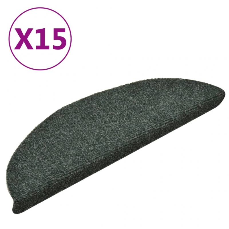 Selbstklebende Treppenmatten 15 Stk. Grün 56x17x3cm Nadelvlies