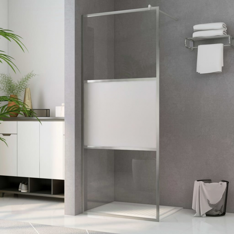 Duschwand für Begehbare Dusche Halbmattiertes ESG-Glas 90x195cm