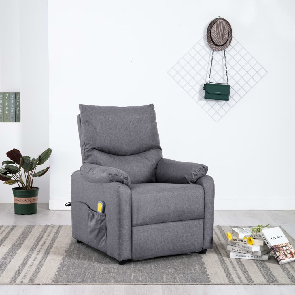 Massagesessel Hellgrau Stoff
