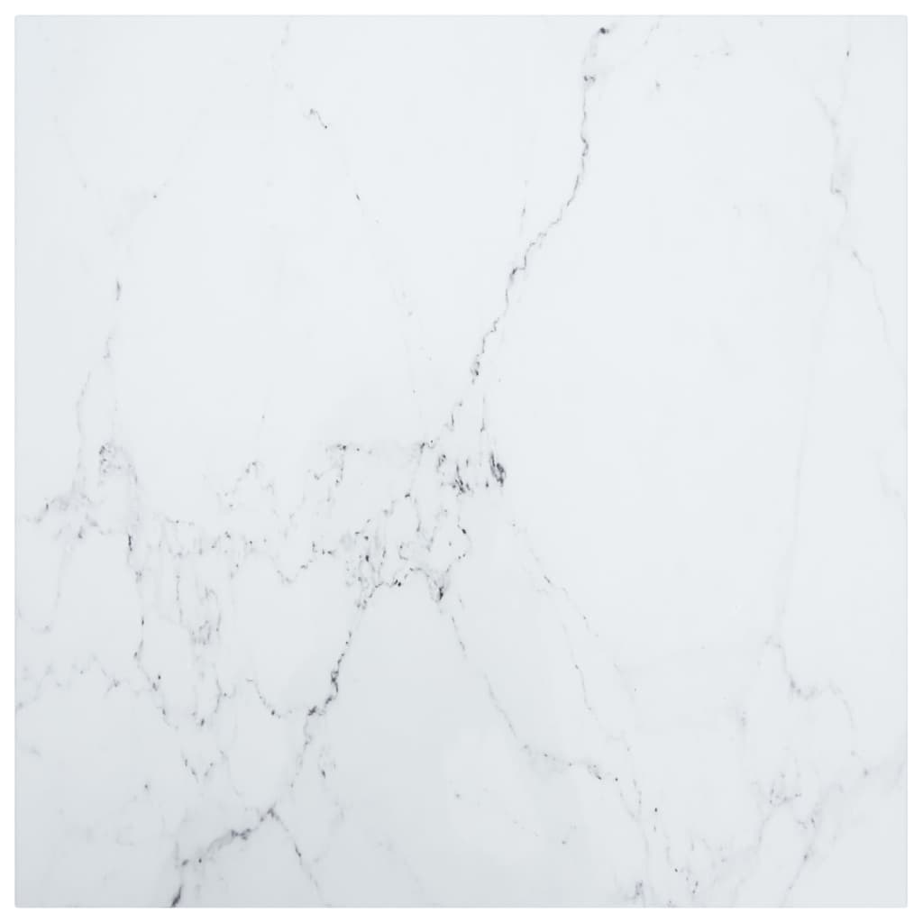 Tischplatte Weiß 70x70 cm 6 mm Hartglas in Marmoroptik
