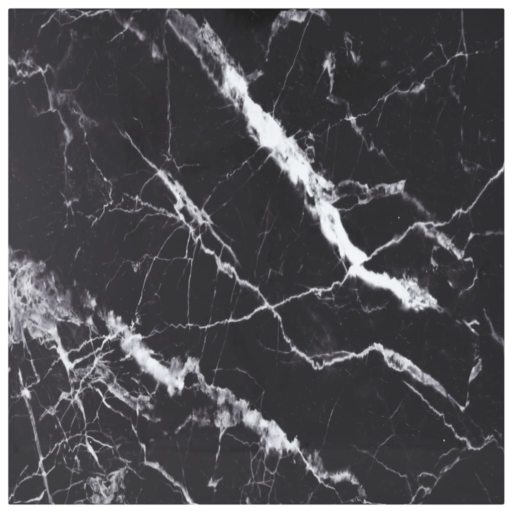 Tischplatte Schwarz 70x70 cm 6 mm Hartglas in Marmoroptik