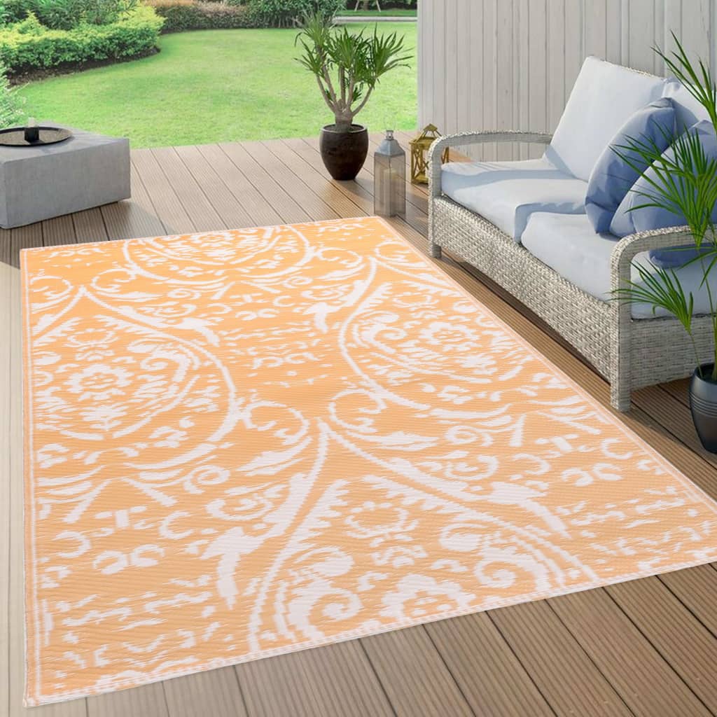 Outdoor-Teppich ARAKIL Orange und Weiß 190x290 cm PP