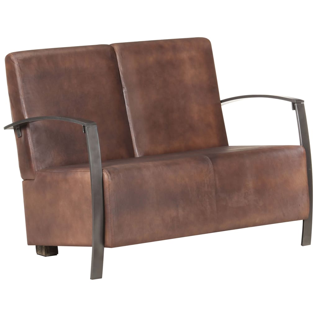 2-Sitzer-Sofa Braun Echtleder