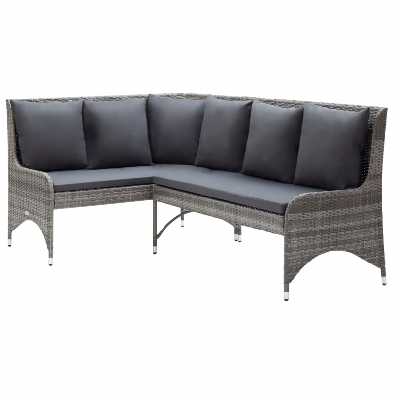 Garten-Ecksofas 2 Stk. Poly Rattan Grau