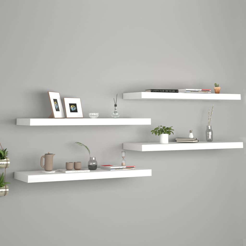 Schweberegale 4 Stk. Weiß 80x23,5x3,8 cm MDF