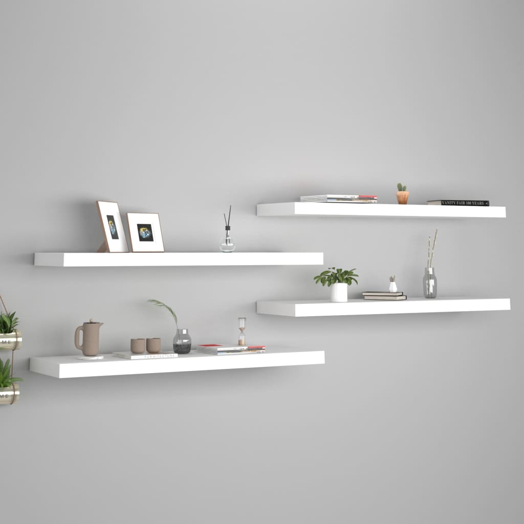 Schweberegale 4 Stk. Weiß 90x23,5x3,8 cm MDF