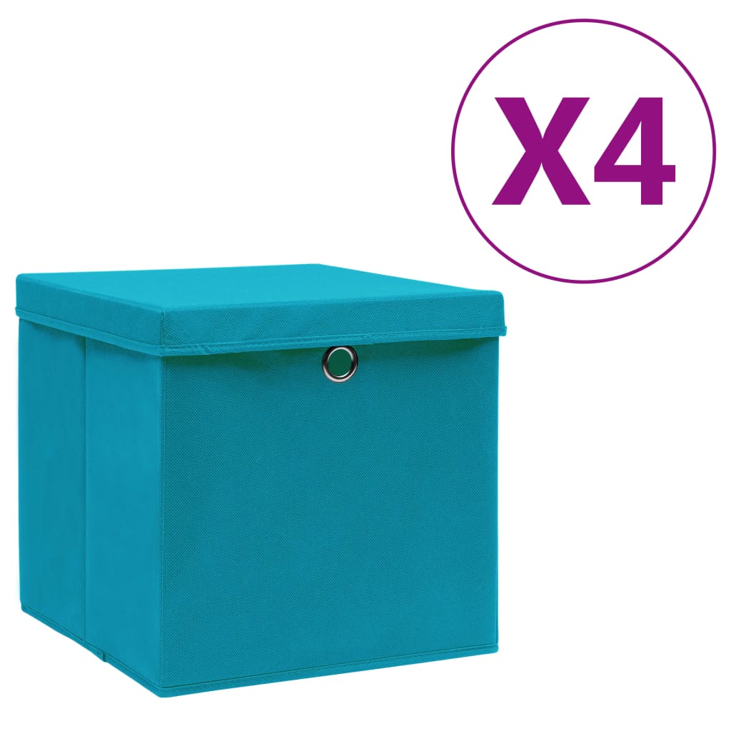 Aufbewahrungsboxen mit Deckeln 4 Stk. 28x28x28 cm Babyblau