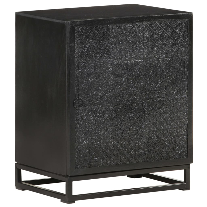 Nachttisch Schwarz 40x30x50 cm Akazie und Mango Massivholz