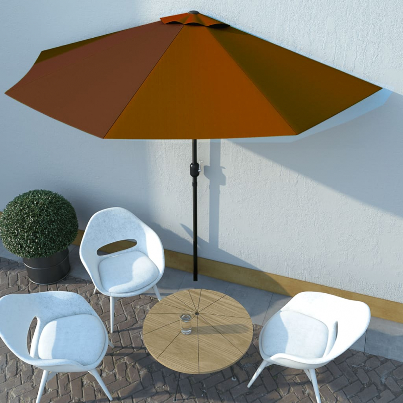 Balkon-Sonnenschirm Alu-Mast Terrakotta 300x155x223cm Halbrund