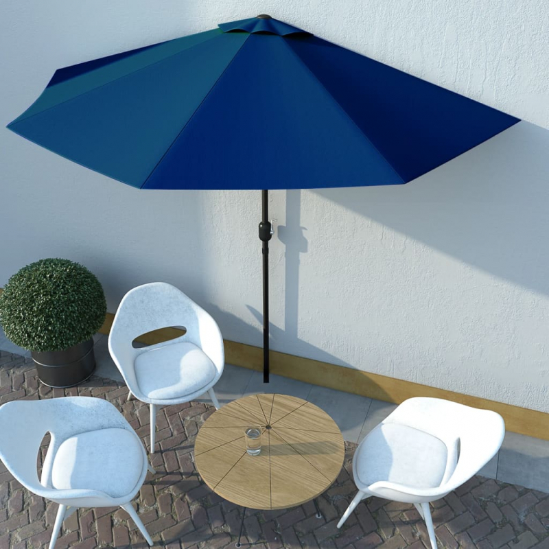 Balkon-Sonnenschirm Alu-Mast Blau 300x155x223cm Halbrund